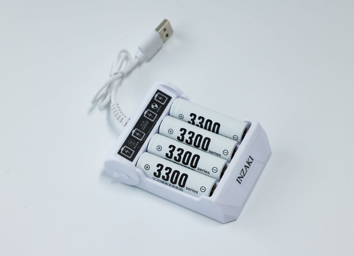 INZAKI Universal AA/AAA Battery Charger Kit with High-Capacity Rechargeable Batteries - Fast Charging for Home & Office Use