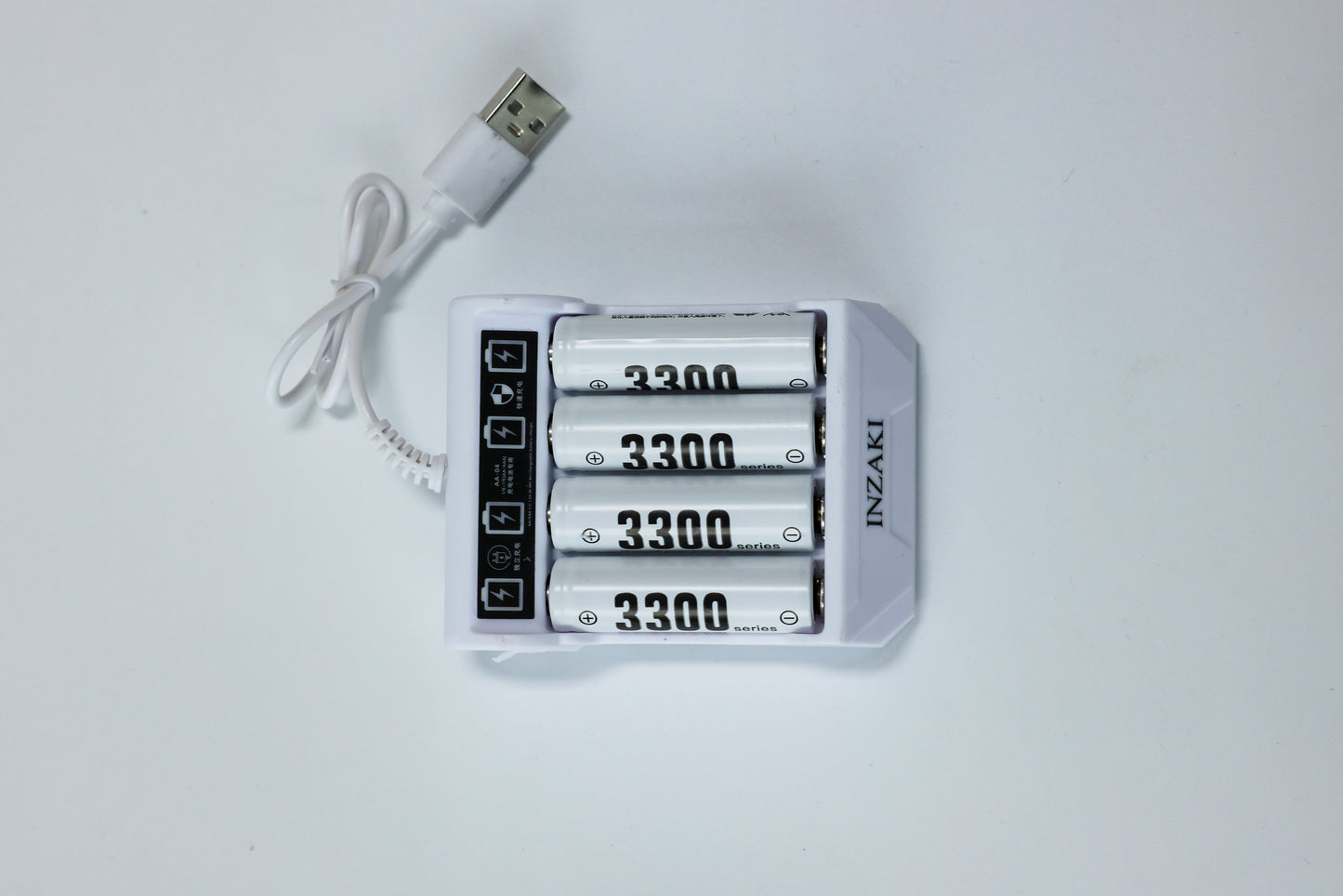 INZAKI Universal AA/AAA Battery Charger Kit with High-Capacity Rechargeable Batteries - Fast Charging for Home & Office Use