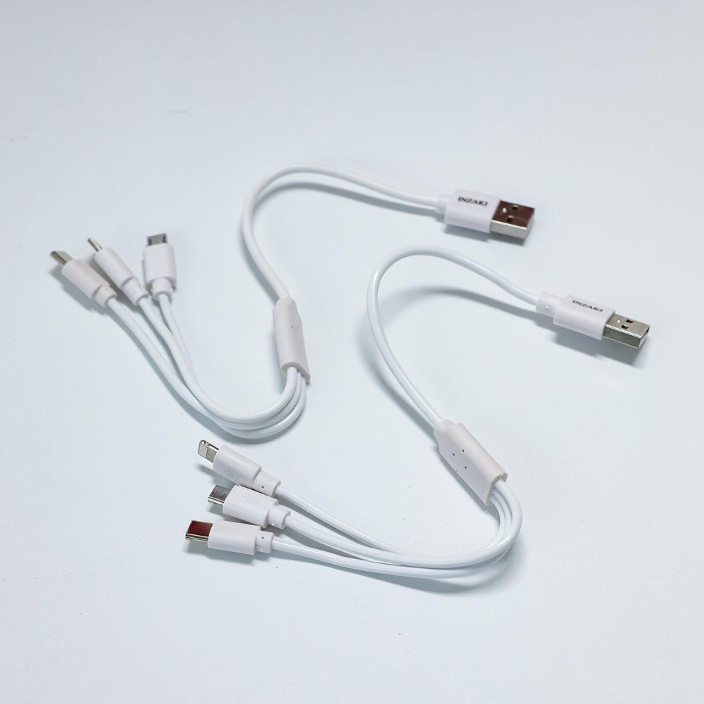 INZAKI 3-in-1 Fast Charging USB Cable - Super Speed Charger for Android/iPhone/Samsung Type C Devices(2 packs)