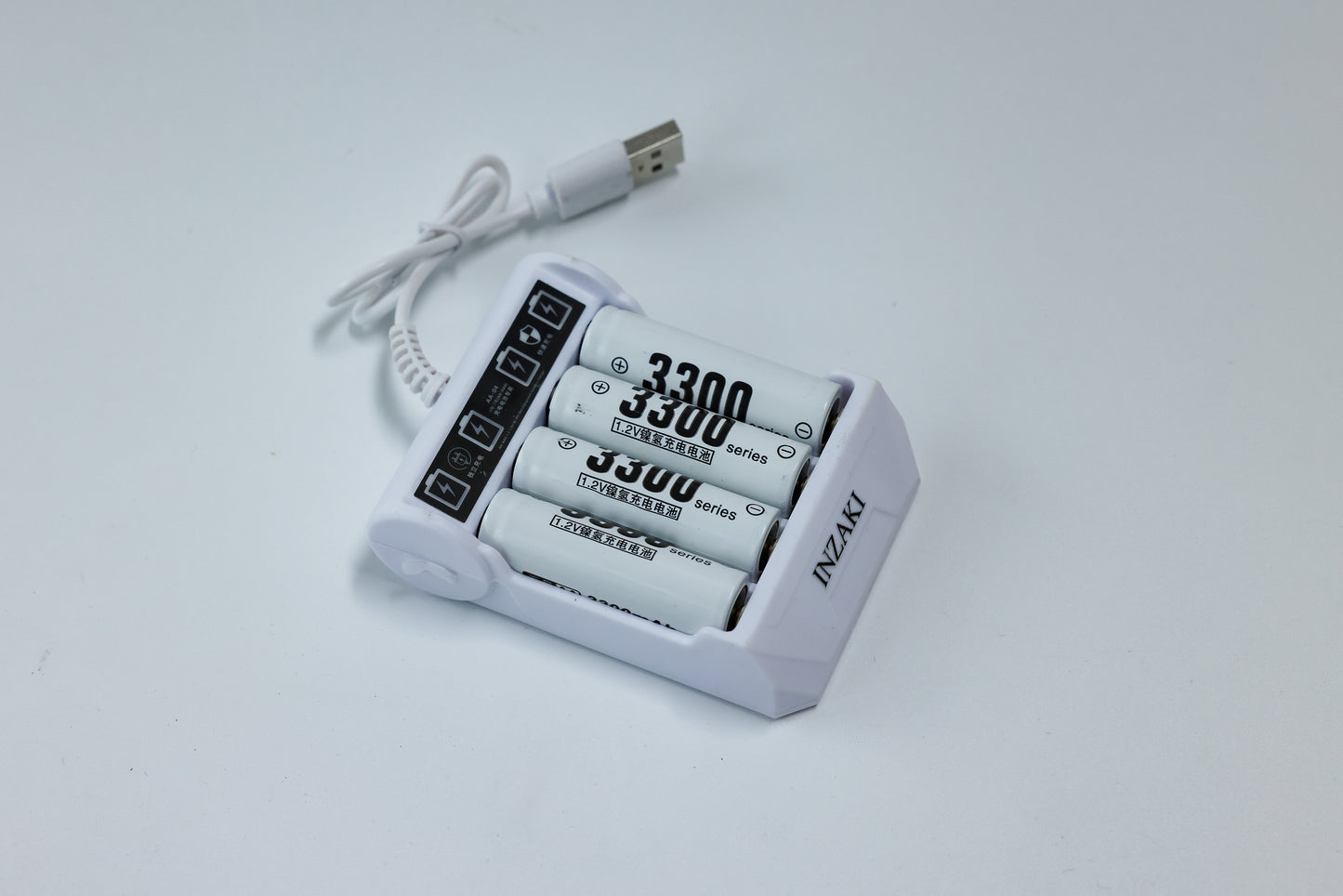 INZAKI Universal AA/AAA Battery Charger Kit with High-Capacity Rechargeable Batteries - Fast Charging for Home & Office Use