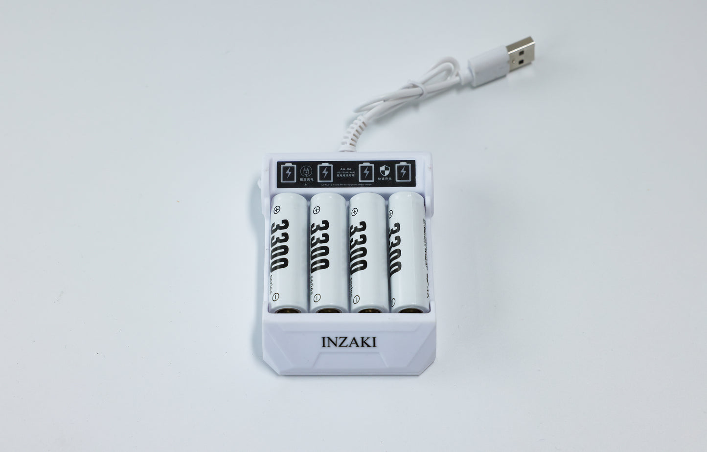 INZAKI Universal AA/AAA Battery Charger Kit with High-Capacity Rechargeable Batteries - Fast Charging for Home & Office Use