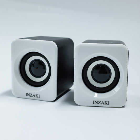 INZAKI Mini USB Computer Speakers with Enhanced Bass - Compact Soundbar for Desktop, Laptop & PC Setup